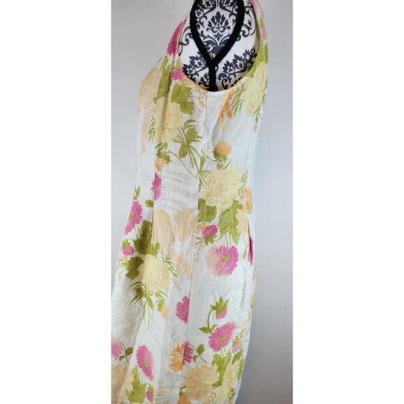 J Jill Dress Linen Sand Beige Floral 100% Linen Dress Womens Sz 8P - Picture 4 of 12
